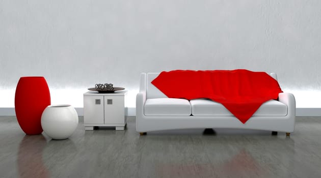 3d render of contemporary sofa in moderen setting