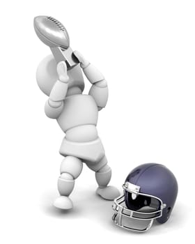 American football player holding up the winners trophy