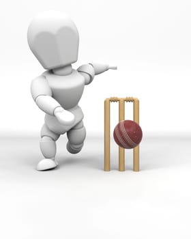 3d render of a man playing cricket