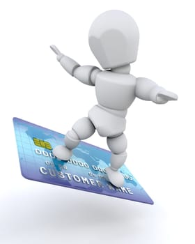 3D render of a man with a credit card
