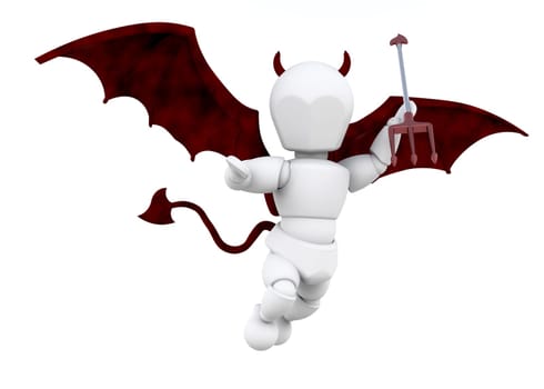 3D render of a man dressed as a devil with a fork