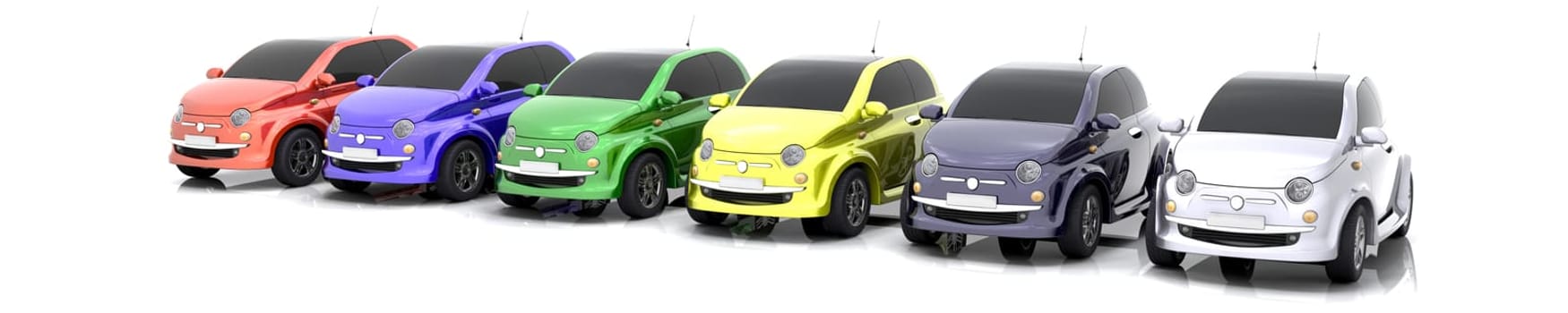 3D colourful cars on sale isolated over white