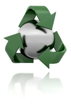 3D Recycling symbol isolated over a white background