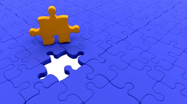 3D render of a jigsaw puzzle
