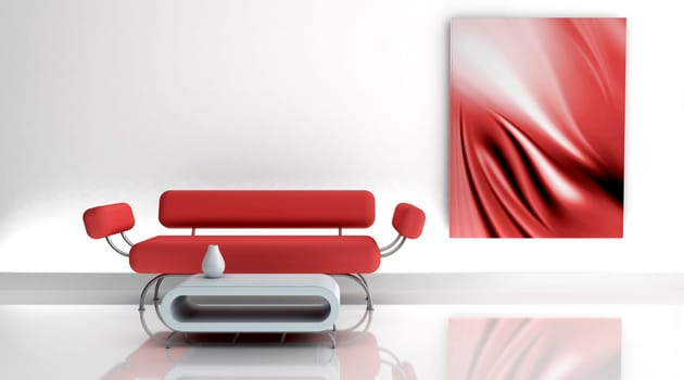 3d render of sofa in a contemporary room