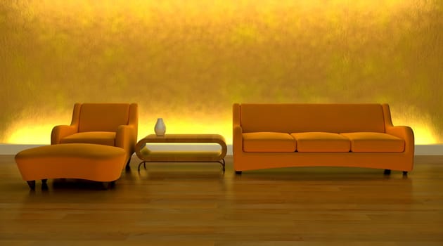 3d render of contemporary sofa in modern setting