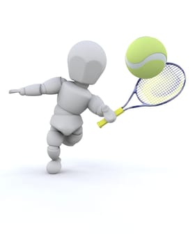 3d render of a tennis player