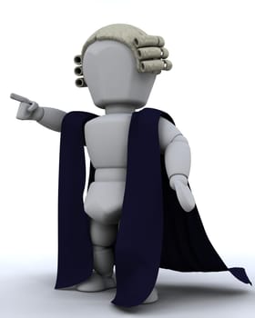 3d render of a lawyer pointing addressing the court