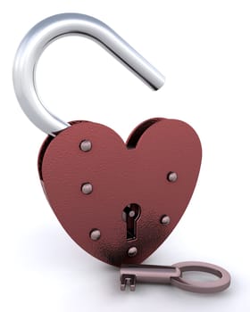 Heart shaped padlock with key