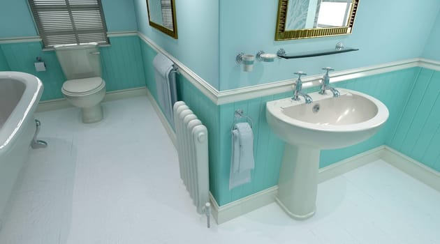 3d render of contemporary bathroom interior