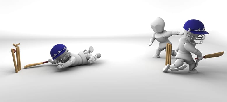 3d render of men playing cricket