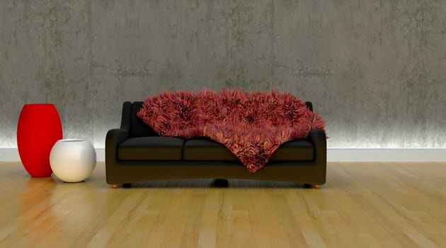 3d render of contemporary sofa in moderen setting
