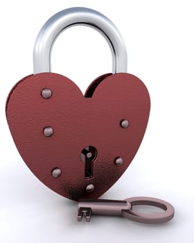 Heart shaped padlock with key