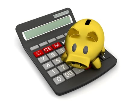 piggy bank and calculator