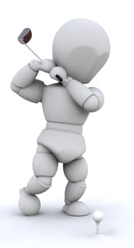 3d render of a person driving a golf ball from the tee