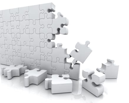 3D RENDER OF JIGSAW PUZZLE