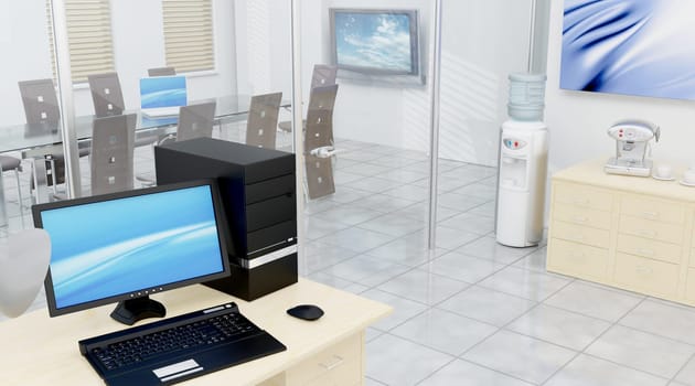 3D render of a conference room interior