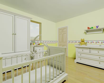 3d render of childs nursery