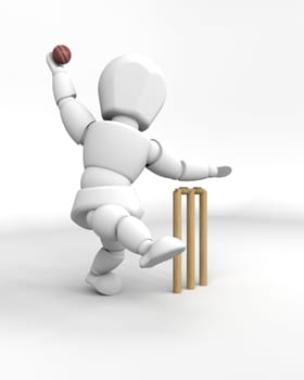 3d render of a man playing cricket