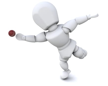 3d render of a man playing cricket