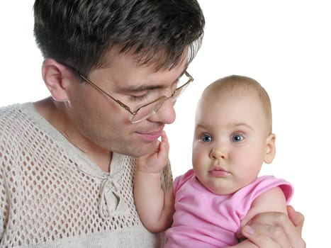 father with baby isolated