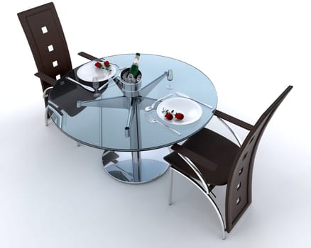 Romantic dinner setting for two