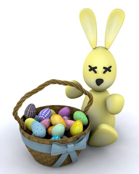 Easter bunny with basket of eggs
