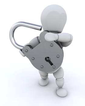 Person holding open padlock
