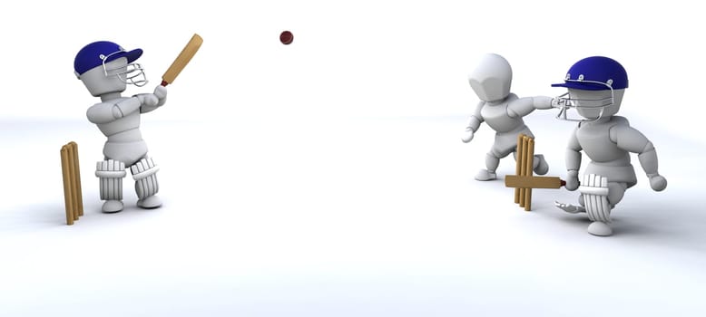 3d render of men playing cricket