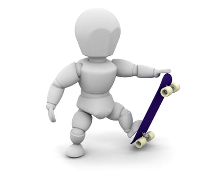 3d render of man and skateboard