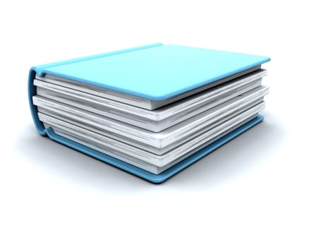 3d charicature render of a single book on white