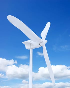 3d render of wind farm turbine and clouds