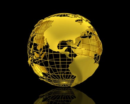 3D World map isolated over a black background
