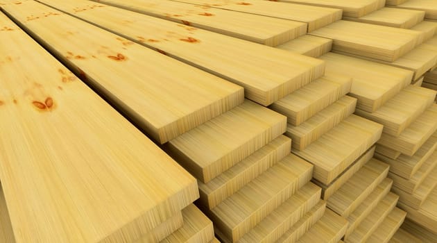 3d render of wooden planks