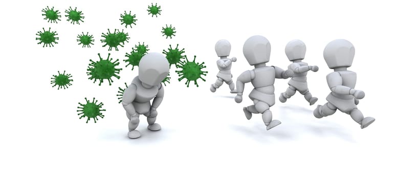 3d render of men surrounded by bacteria