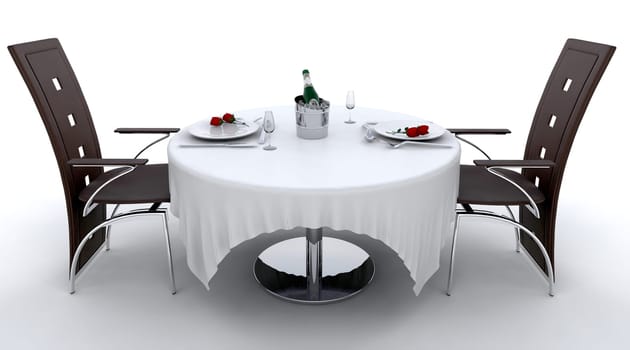 Romantic dinner setting for two