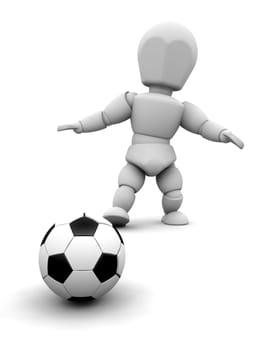 Someone about to kick a soccer ball