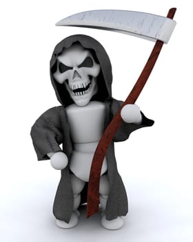 3D render of man in halloween party reaper outfit