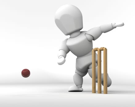 3d render of a man playing cricket