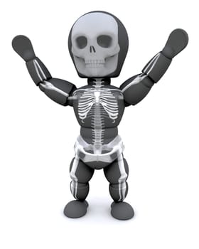 3D render of man in halloween party skeleton outfit