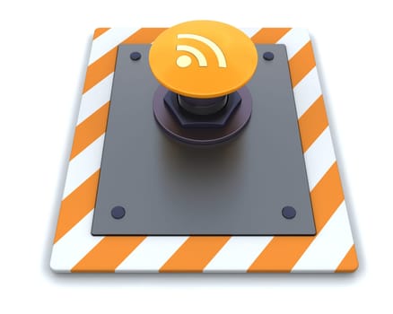 3d render of push button with symbol