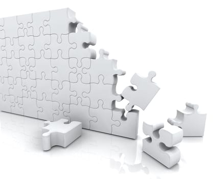 3D render of an unfinished jigsaw puzzle