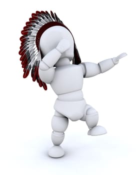 3d render of a man dressed as a native american indian