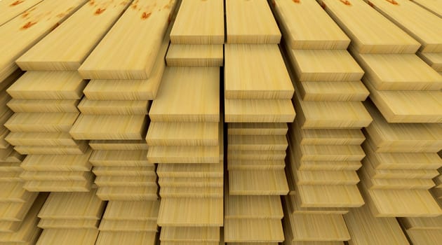 3d render of wooden planks
