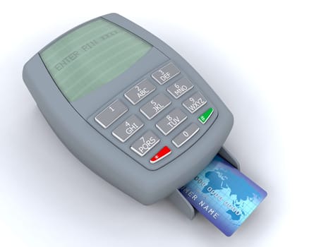 3D RENDER OF A CREDIT CARD MACHINE