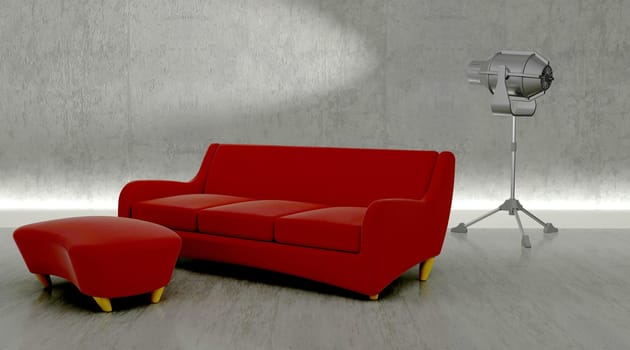 3d render of contemporary sofa in modern setting
