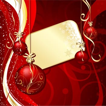 Decorative Christmas background with gold label