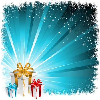 Christmas gift background with snowy border