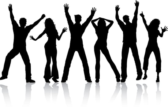 Silhouettes of people dancing