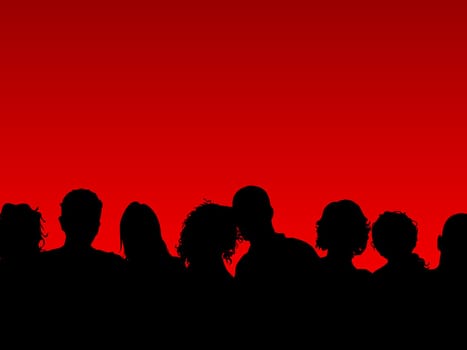 Silhouette of a crowd of people